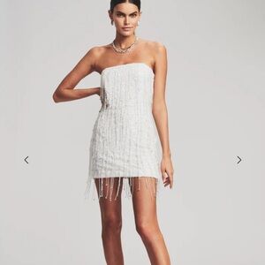 Retrofête Heather Sequin Star Fringe Dress in silver
